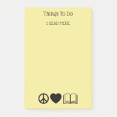 Post-it-notities voor vrede, liefde en boeken post-it® notes (Voorkant)
