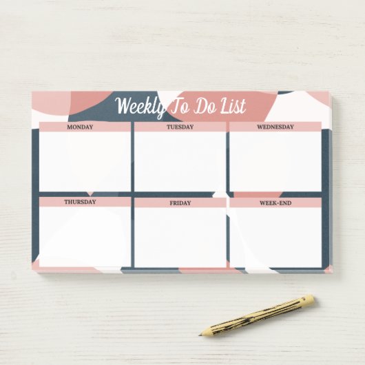 Post-it® Weekly To Do List Modern Minimalist  Notes (Op bureau)