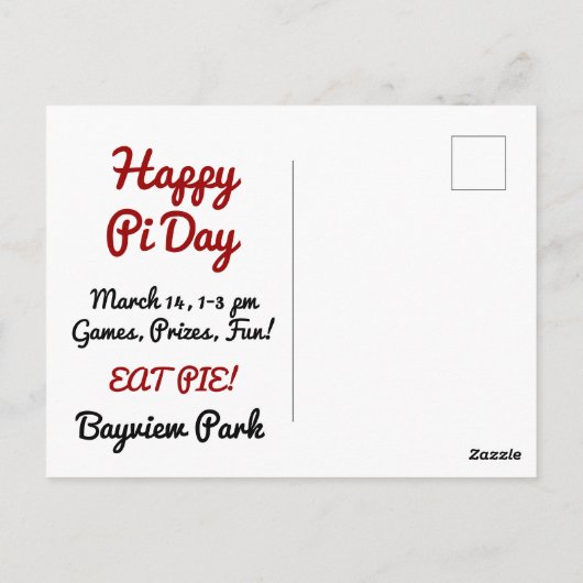 Post je Pi Day Briefkaart (Achterkant)
