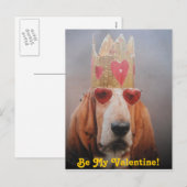 Post Kaart Basset Hound King, Wees mijn Valentijn (Voorkant / Achterkant)
