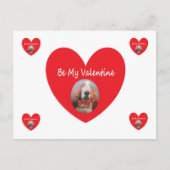 Post Kaart Basset Hound Red Heart Be My Valentijn (Voorkant)