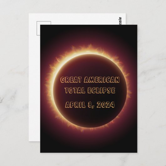 Post Kaart-Eclipse 2024 Briefkaart (Voorkant / Achterkant)