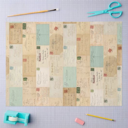  Post Kaart Ephemera Weefselpapier Tissuepapier (Craft)