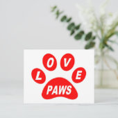 Post Kaart Love Paws on Paws Red (Staand voorkant)