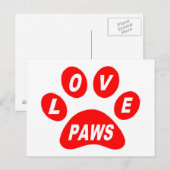 Post Kaart Love Paws on Paws Red (Voorkant / Achterkant)