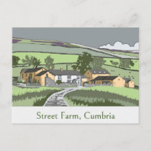 Post Kaart met Cumbrian Boerderij scene