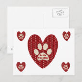 Post Kaart Paw Heart Red White Glitter (Voorkant / Achterkant)