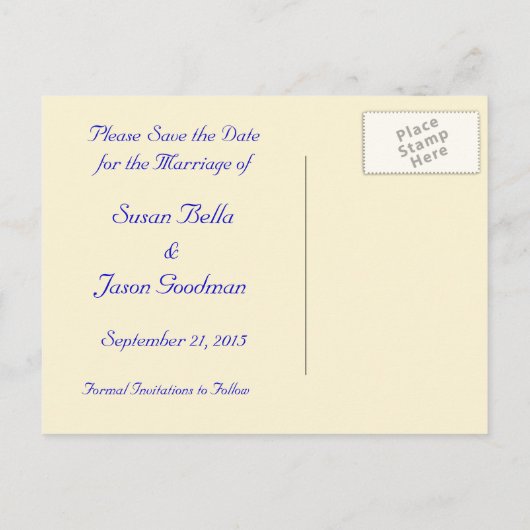 Post Kaart--Save the Date Aankondigingskaart (Achterkant)