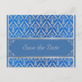 Post Kaart--Save the Date Fleur Light Blue Aankondigingskaart