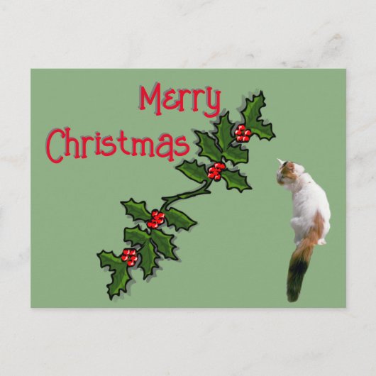 Post Kaart - Vrolijk kerstfeest Holly en Calico Ca (Voorkant)