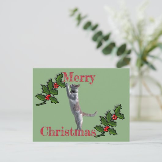 Post Kaart - Vrolijk kerstfeest Holly en Cat (Staand voorkant)