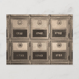  post kantoor dozen met sleutel sloten briefkaart