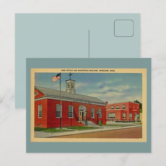  Post Kantoor, Makepeace Bldg., Wareham, MA Briefkaart (Voorkant / Achterkant)