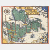 Post Kantoor Wireless Stations Map, Groot-Brittann Fleece Deken (Voorkant (Horizontaal))