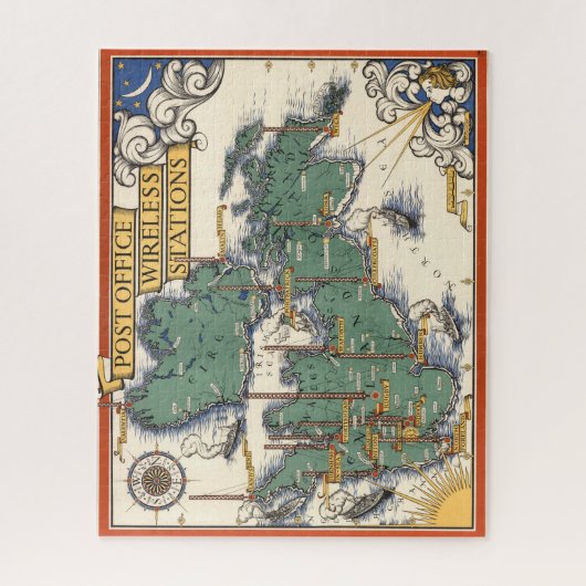 Post Kantoor Wireless Stations Map, Groot-Brittann Legpuzzel (Verticaal)