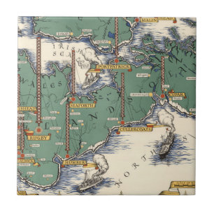 Post Kantoor Wireless Stations Map, Groot-Brittann Tegeltje