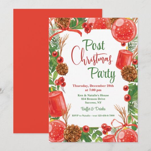 Post Kerstmis Party uitnodiging (Voorkant / Achterkant)