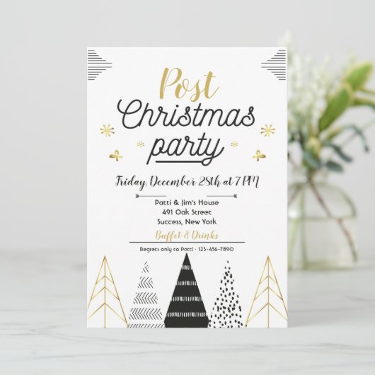 Post Kerstmis Party uitnodiging (Staand voorkant)