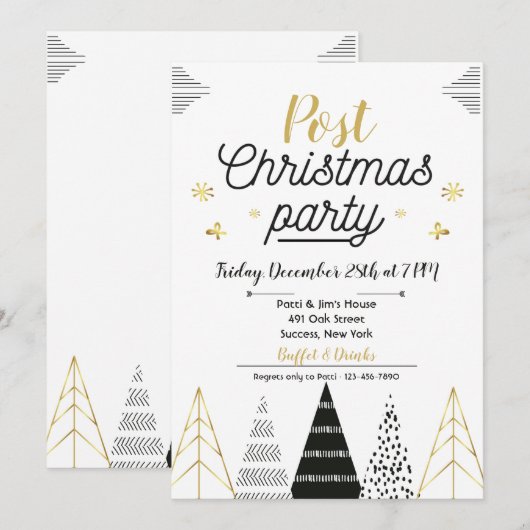 Post Kerstmis Party uitnodiging (Voorkant / Achterkant)