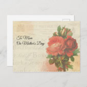 Post Mail Moederdag Red Rose Bouquet Briefkaart (Voorkant / Achterkant)