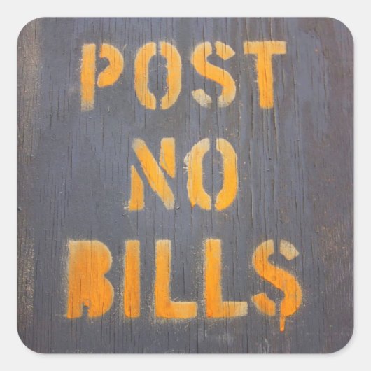 Post No Bills, NYC Vierkante Sticker (Voorkant)