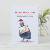 Post Pigeon Moved Flat Holiday Card Feestdagenkaart (Staand voorkant)