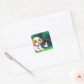 Post-pressionist Cat en Dog op Grassy Lawn Vierkante Sticker (Envelop)