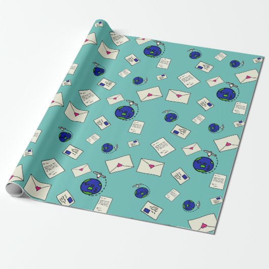 Post Rond De Wereld Cadeaupapier (Uitgerold)
