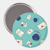 Post Rond De Wereld Magneet (Voorkant / Achterkant)