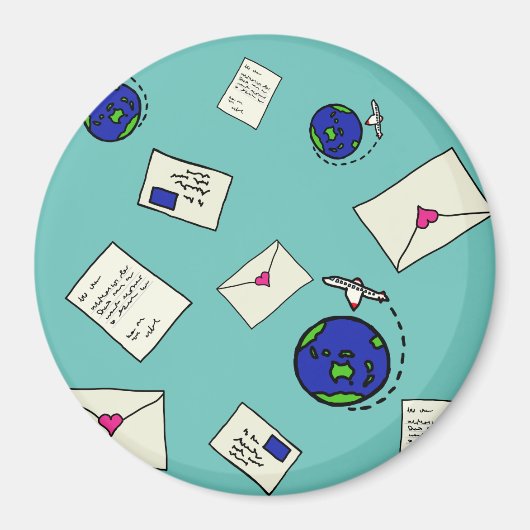 Post Rond De Wereld Magneet (Voorkant)