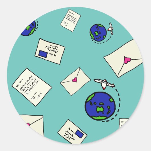 Post Rond de Wereld Ronde Sticker (Voorkant)