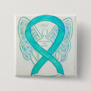 Post-traumatische stress Disorder Bewustheid Angel Vierkante Button 5,1 Cm