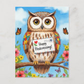Post Uil Mail Bird Happy Postcrossing Briefkaart (Voorkant)