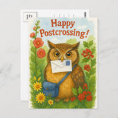 Post Uil Mail Bird Happy Postcrossing Briefkaart (Voorkant / Achterkant)
