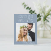 Post Weddenschappen Receptie Dusty Blue Save the D Aankondigingskaart (Staand voorkant)