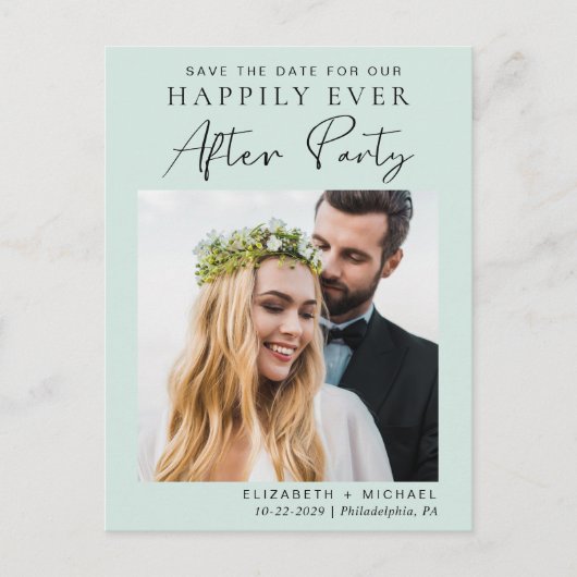 Post Weddenschappen Receptie Mint Opslaan Datum Aankondigingskaart (Voorkant)