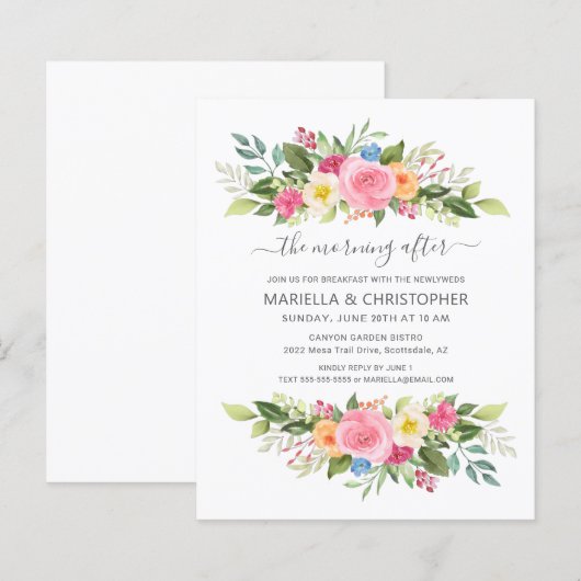 Post Wedding Breakfast Waterverf Roos Garden (Voorkant / Achterkant)