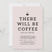 Post-wedding brunch leuke roze koffie thema kaart (Voorkant)
