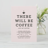 Post-wedding brunch leuke roze koffie thema kaart (Staand voorkant)