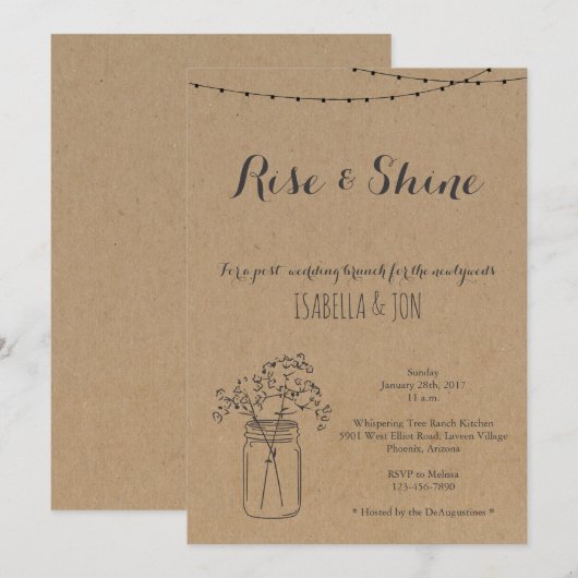 Post Wedding Brunch Morning na Kraft Background Kaart (Voorkant / Achterkant)