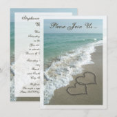 Post-Wedding Reception Destination Beach Hearts Kaart (Voorkant / Achterkant)