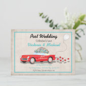 Post Wedding Retro Car Alleen huwelijksuitnodiging Kaart (Staand voorkant)
