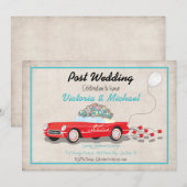 Post Wedding Retro Car Alleen huwelijksuitnodiging Kaart (Voorkant / Achterkant)