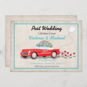 Post Wedding Retro Car Alleen huwelijksuitnodiging Kaart