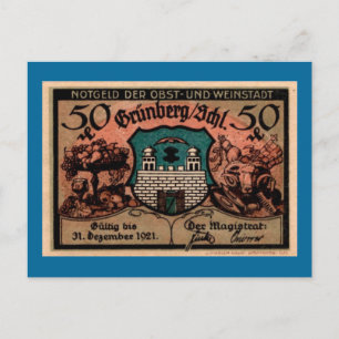Post WW1 Duits 50 Pfennig Note Briefkaart