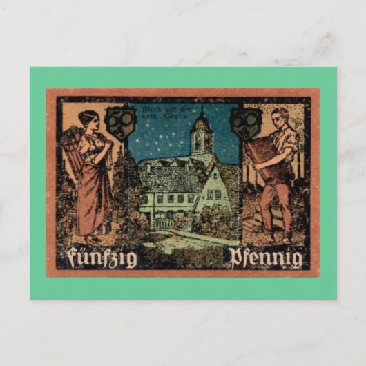 Post WW1German 50 Pfennig Note Briefkaart (Voorkant)