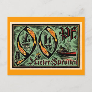 Post WWI Duitse "Kieler Sprotten" valuta Briefkaart