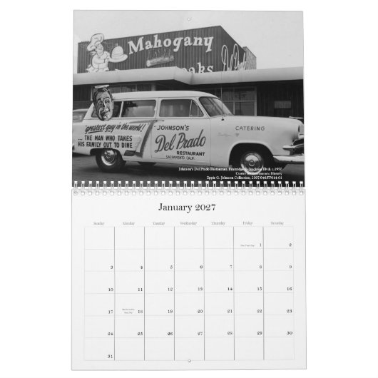 Post-WWII Sacramento Kalender (Jan 2027)