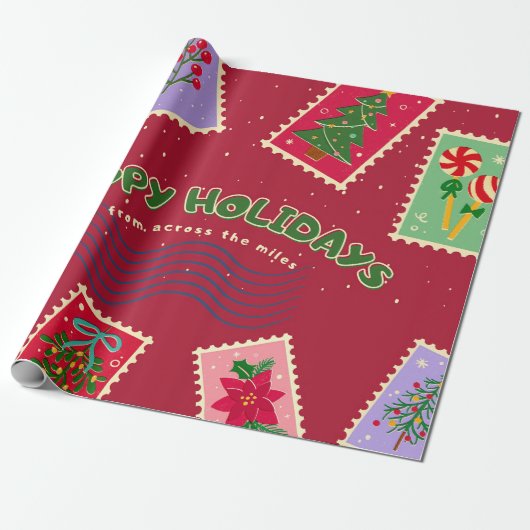 Postage christmas cadeaupapier (Uitgerold)
