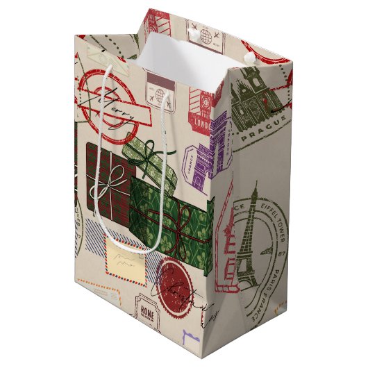 Postage christmas medium cadeauzakje (Voorkant Gekanteld)